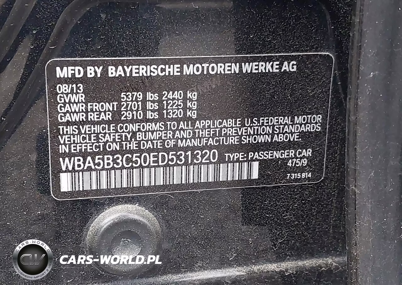 2014 BMW 535I xDrive VIN:WBA5B3C50ED531320 - 9