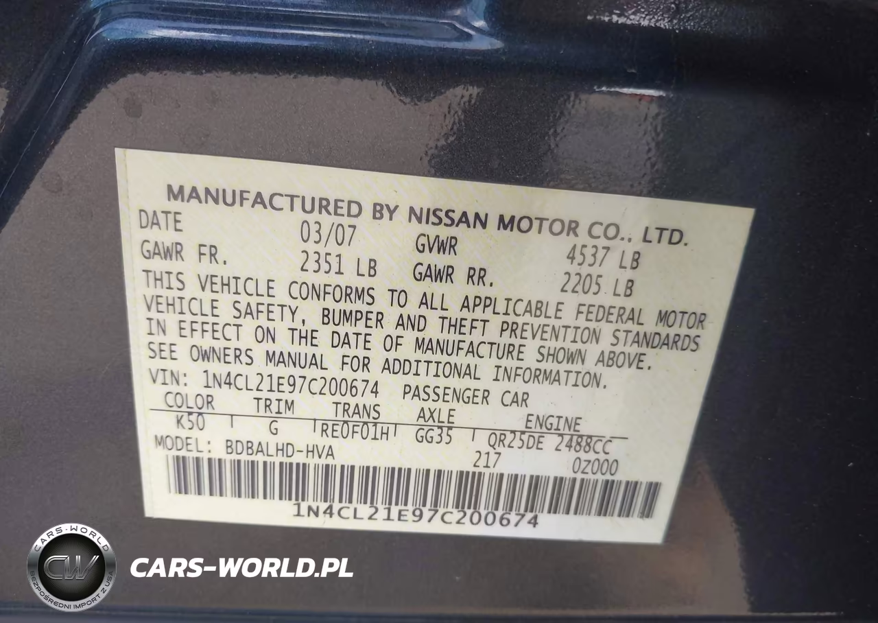 2007 Nissan Altima Hybrid VIN:1N4CL21E97C200674 - 9