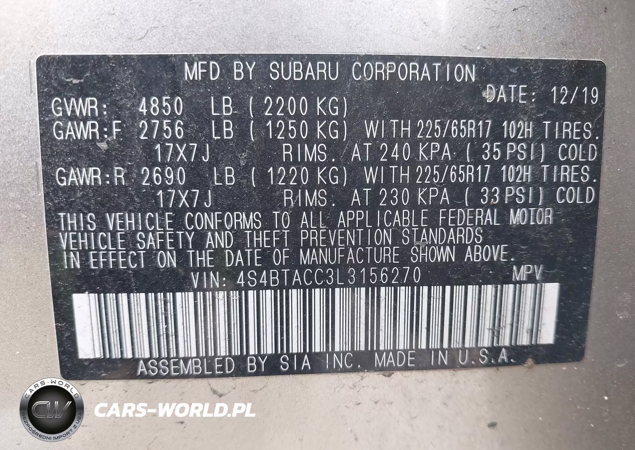2020 Subaru Outback Premium VIN:4S4BTACC3L3156270 - 9