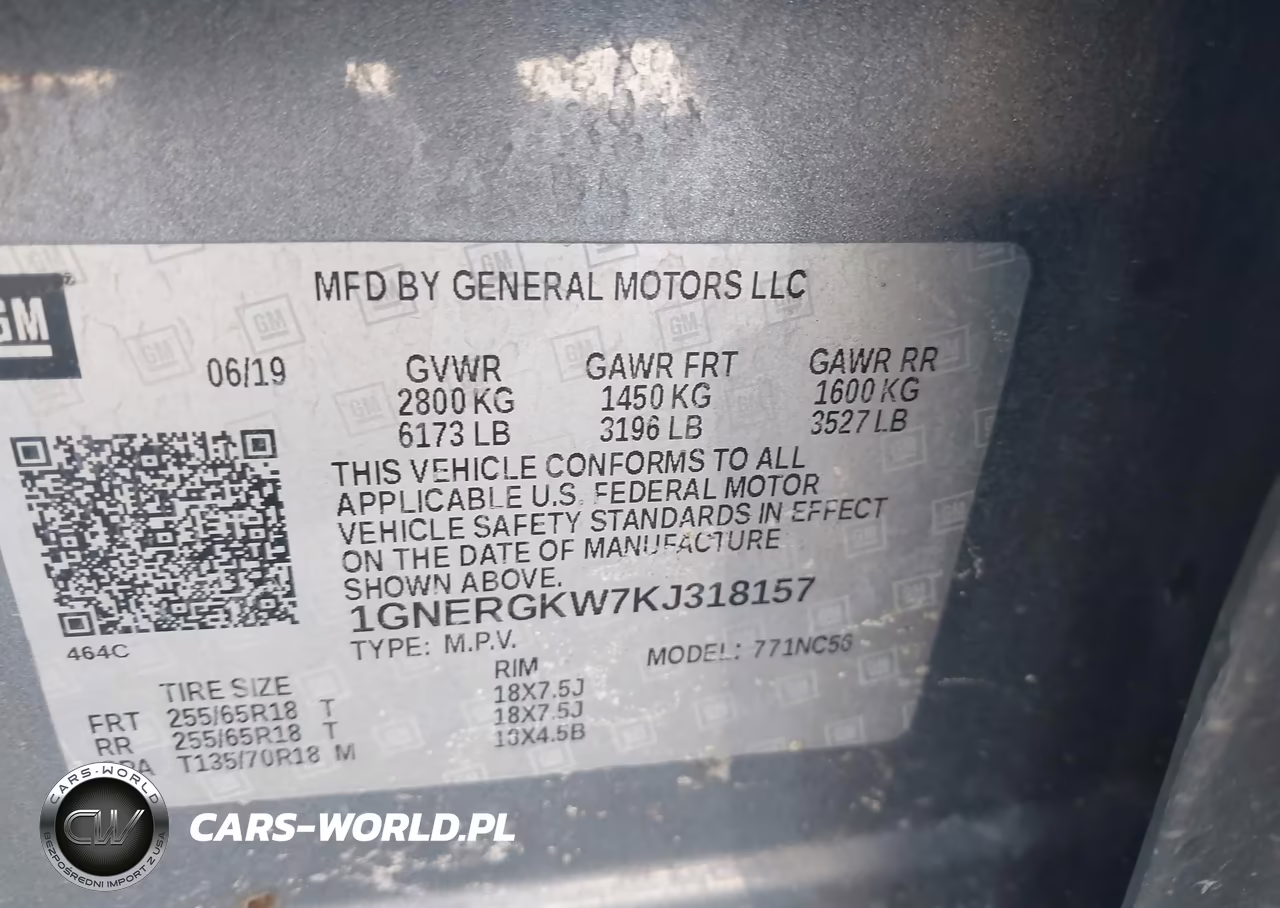2019 Chevrolet Traverse 1Lt VIN:1GNERGKW7KJ318157 - 9