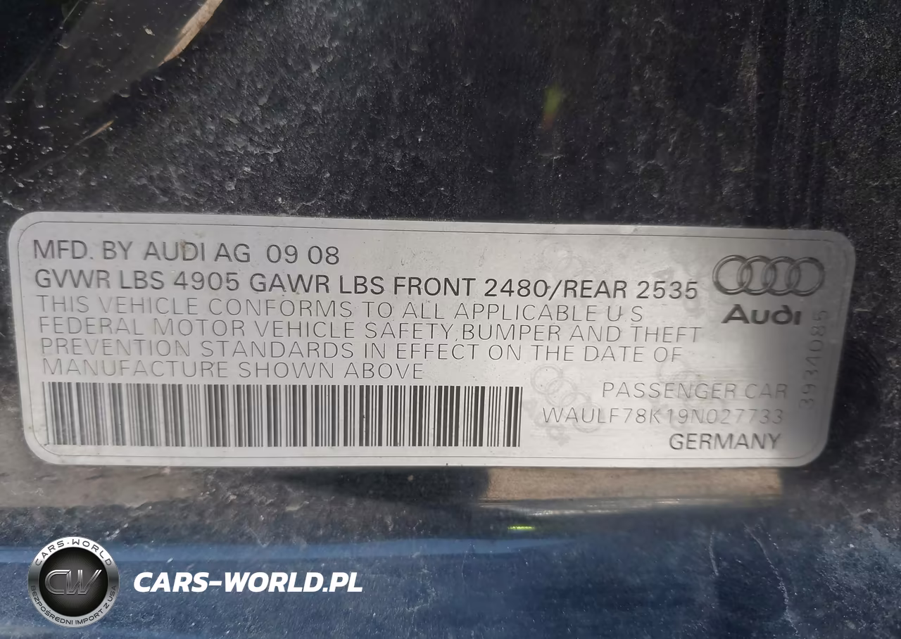 2009 Audi A4 2.0T Premium VIN:WAULF78K19N027733 - 9