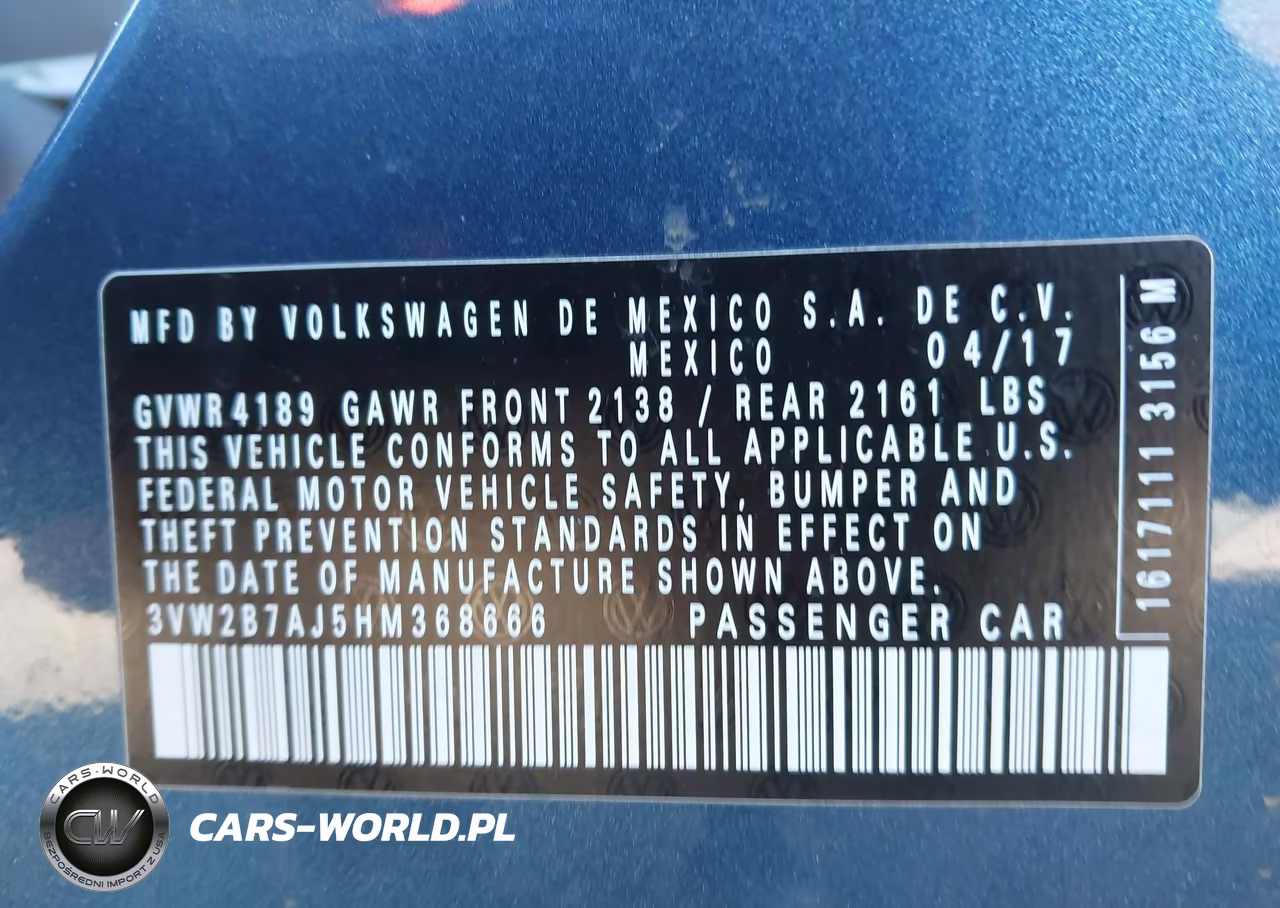 2017 Volkswagen Jetta 1.4T S VIN:3VW2B7AJ5HM368666 - 9