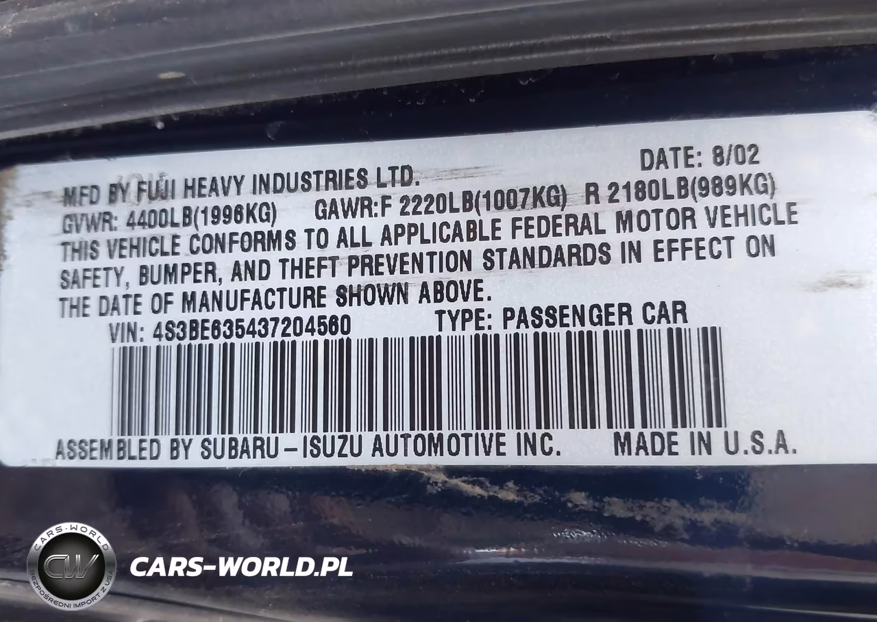 2003 Subaru Legacy L-L W-Special Edition Package VIN:4S3BE635437204560 - 9