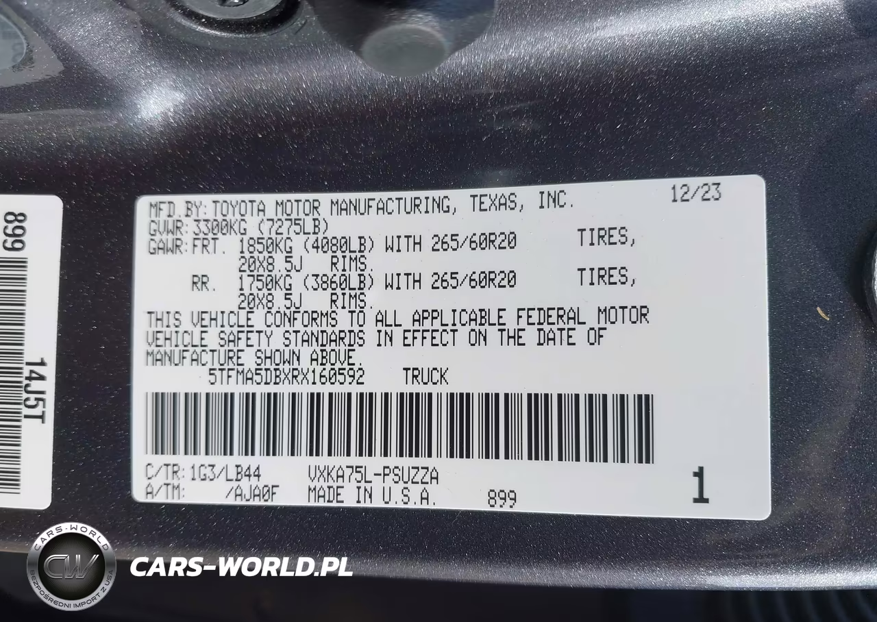 2024 Toyota Tundra 1794 Edition VIN:5TFMA5DBXRX160592 - 9