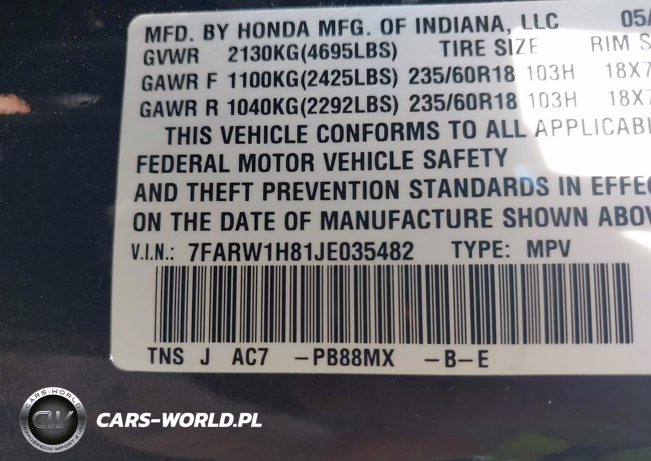 2018 Honda Cr-V Ex-L-Ex-L Navi VIN:7FARW1H81JE035482 - 9