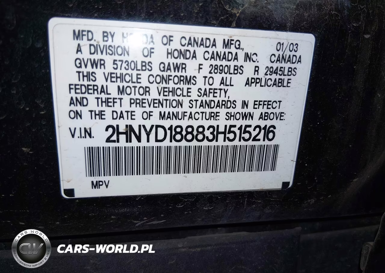 2003 Acura Mdx VIN:2HNYD18883H515216 - 9