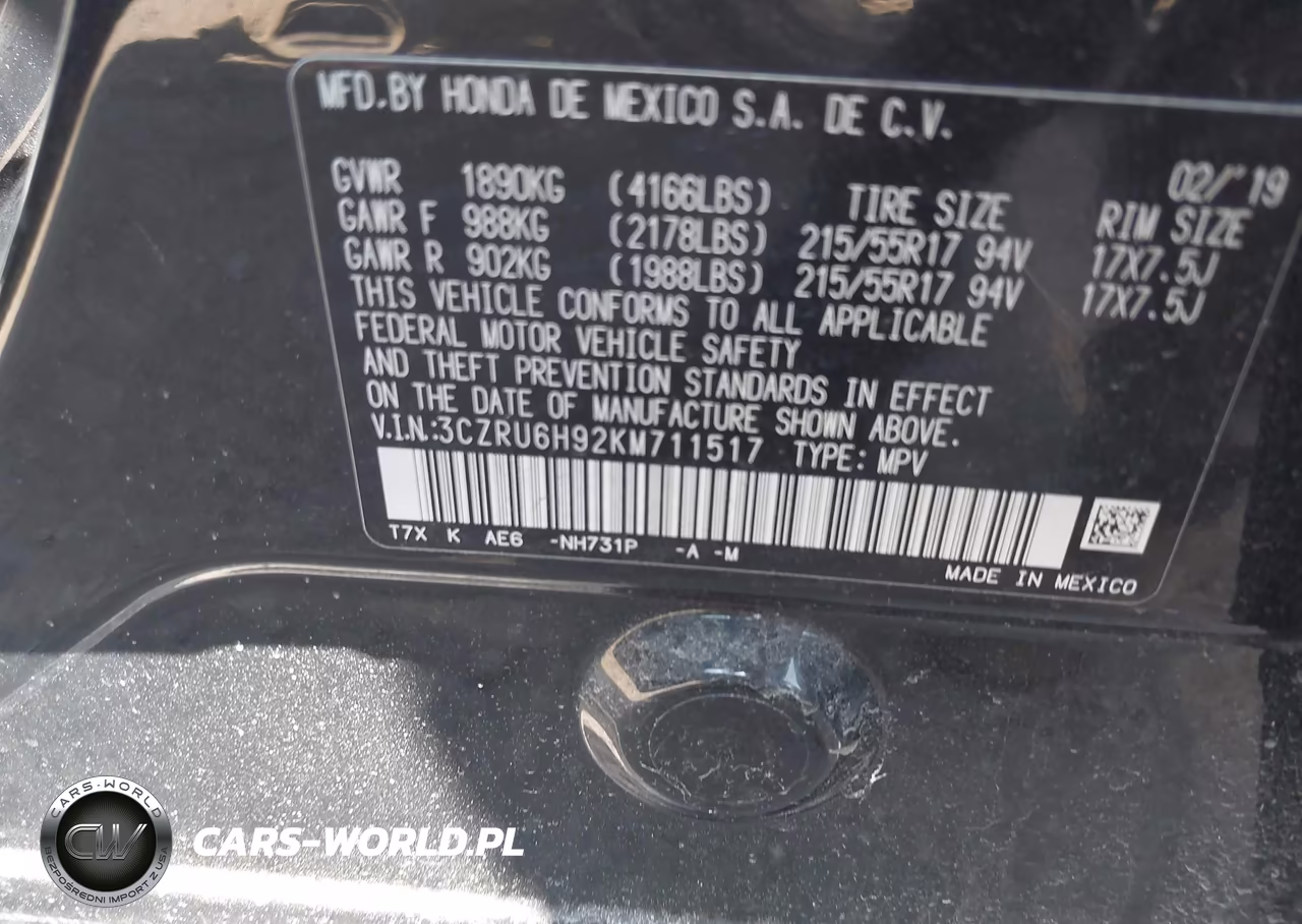 2019 Honda Hr-V Touring VIN:3CZRU6H92KM711517 - 9