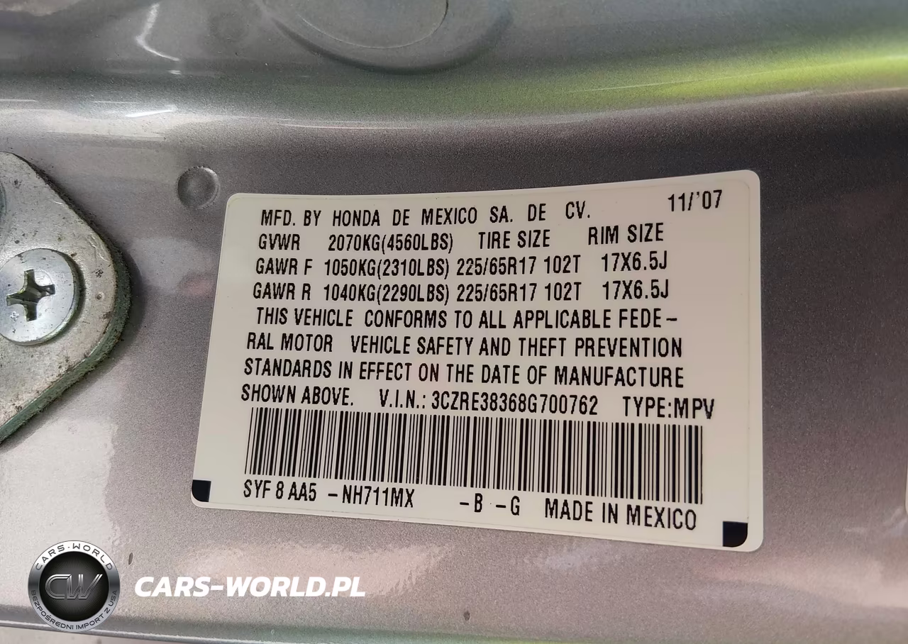 2008 Honda Cr-V Lx VIN:3CZRE38368G700762 - 9