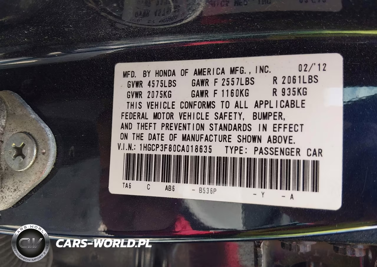 2012 Honda Accord 3.5 Ex-L VIN:1HGCP3F80CA018635 - 9