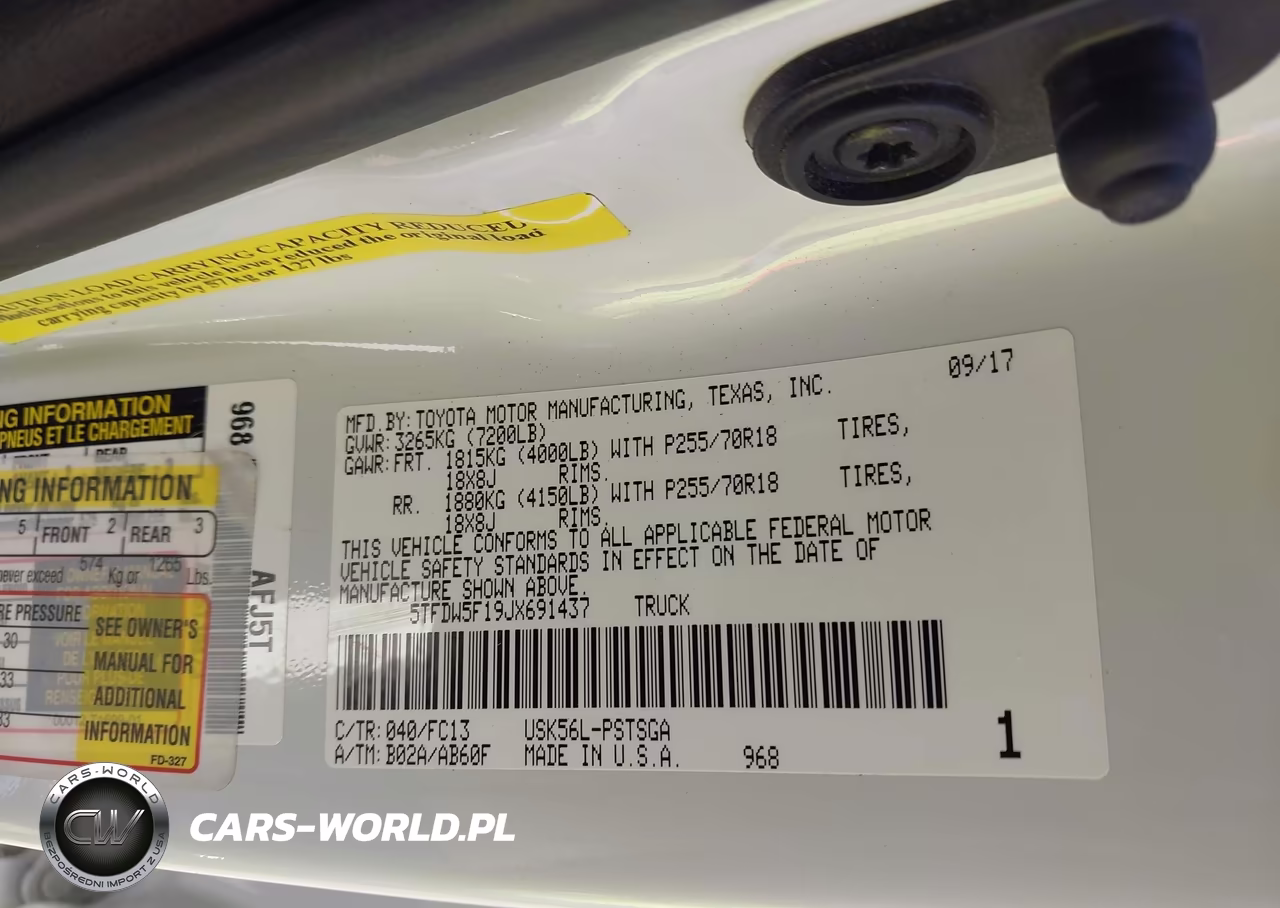2018 Toyota Tundra Sr5 5.7L V8 VIN:5TFDW5F19JX691437 - 9