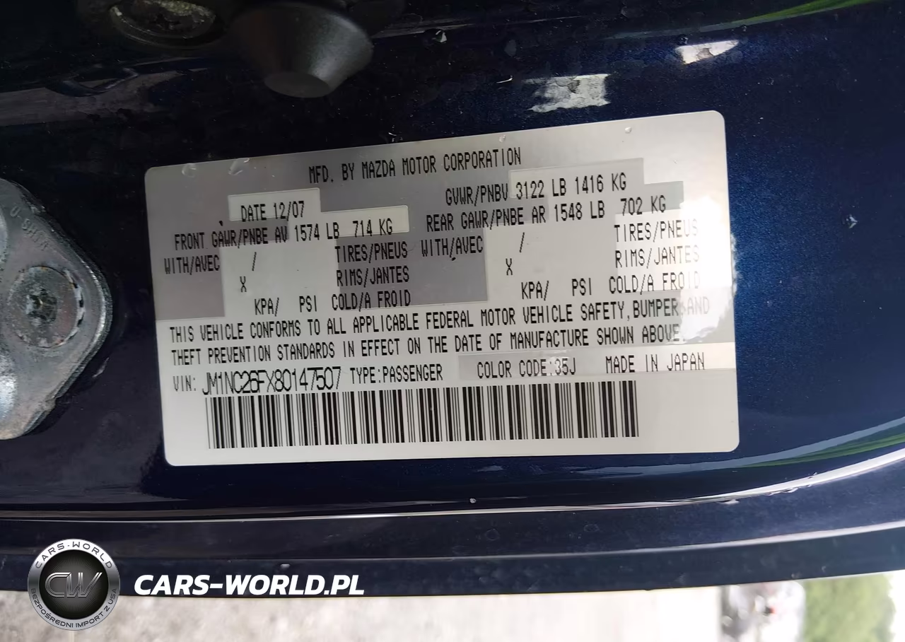 2008 Mazda Mx-5 Grand Touring VIN:JM1NC26FX80147507 - 9