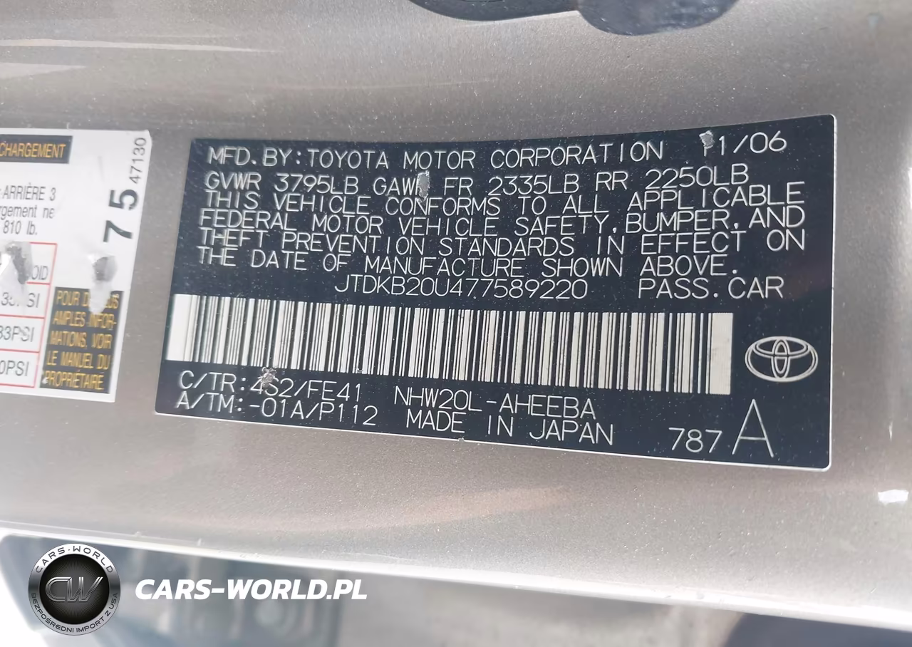 2007 Toyota Prius VIN:JTDKB20U477589220 - 9