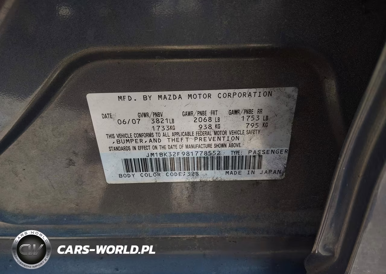 2008 Mazda Mazda3 I VIN:JM1BK32F981778552 - 9