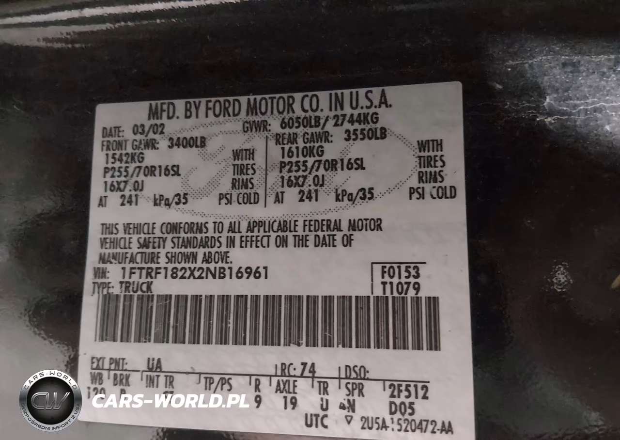 2002 Ford F-150 Xl-Xlt VIN:1FTRF182X2NS16961 - 9