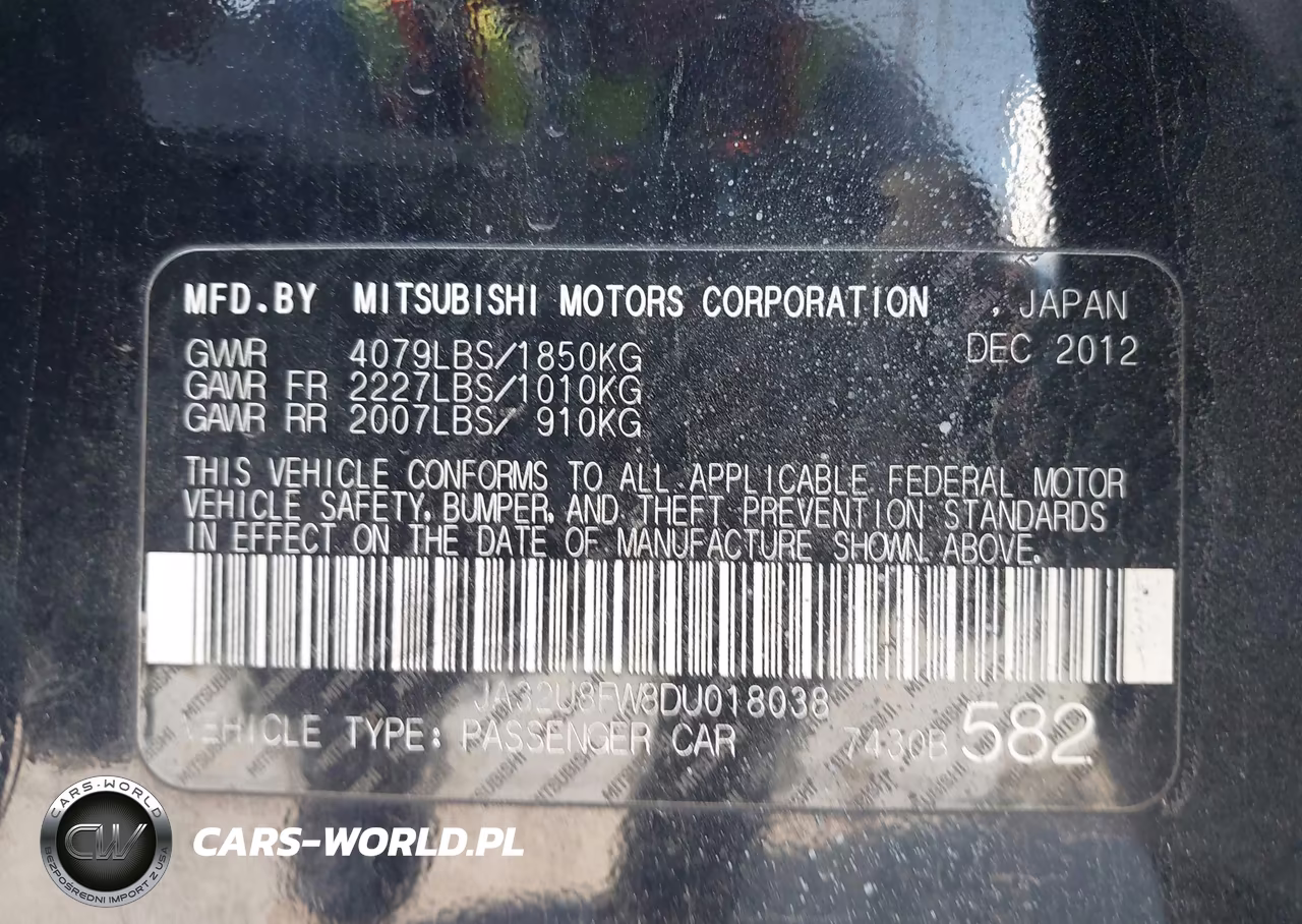 2013 Mitsubishi Lancer Gt VIN:JA32U8FW8DU018038 - 9