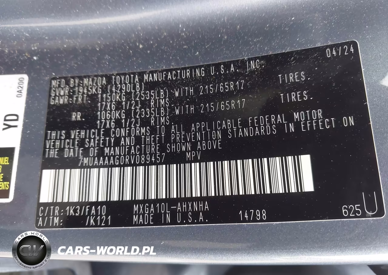 2024 Toyota Corolla Cross L VIN:7MUAAAAG0RV089457 - 9