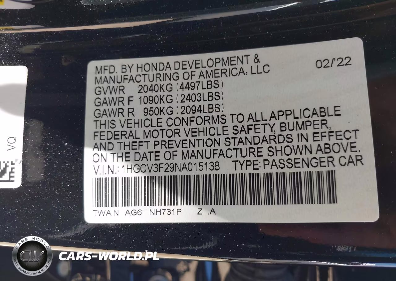 2022 Honda Accord Hybrid Sport VIN:1HGCV3F29NA015138 - 9