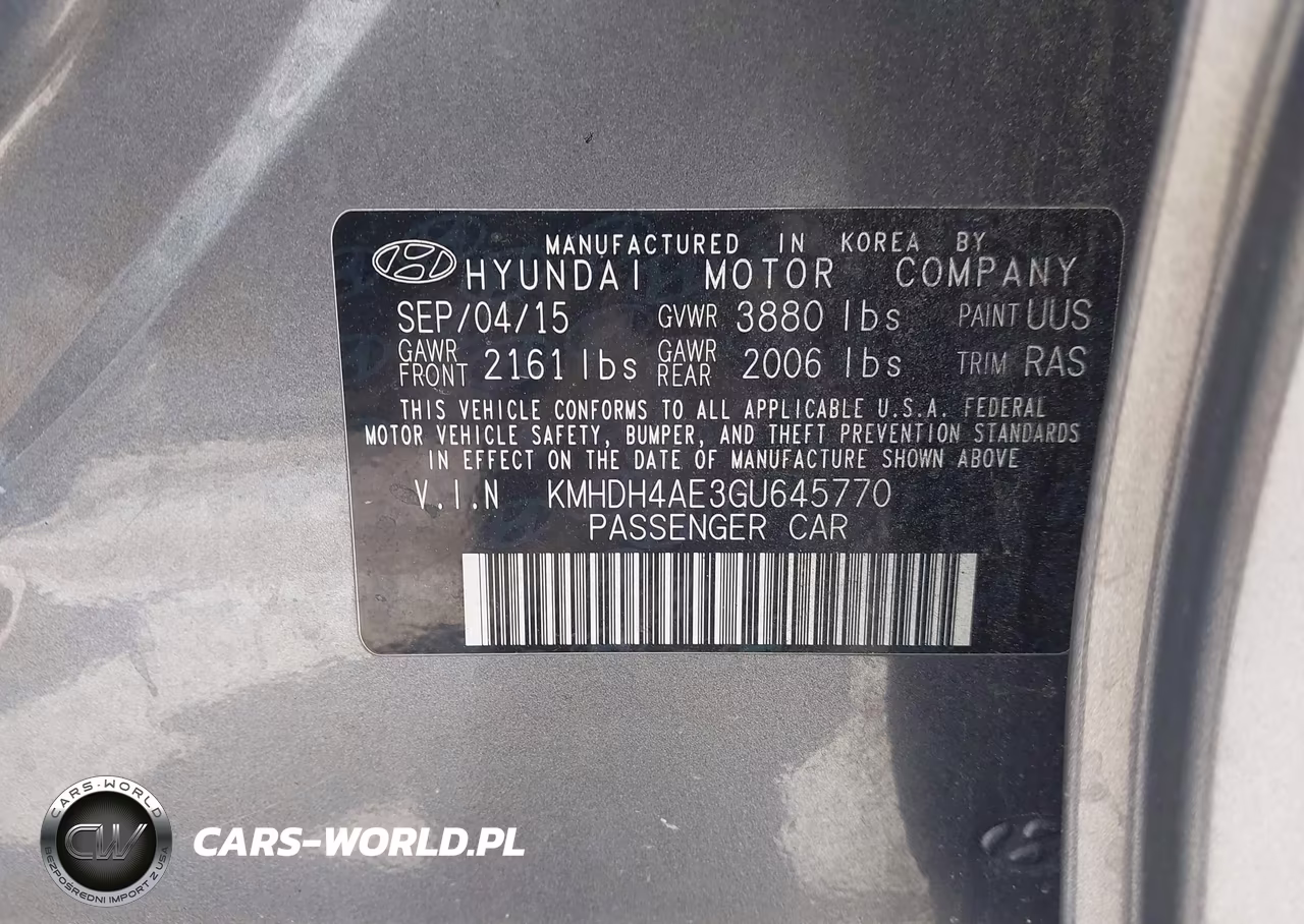 2016 Hyundai Elantra Se VIN:KMHDH4AE3GU645770 - 9