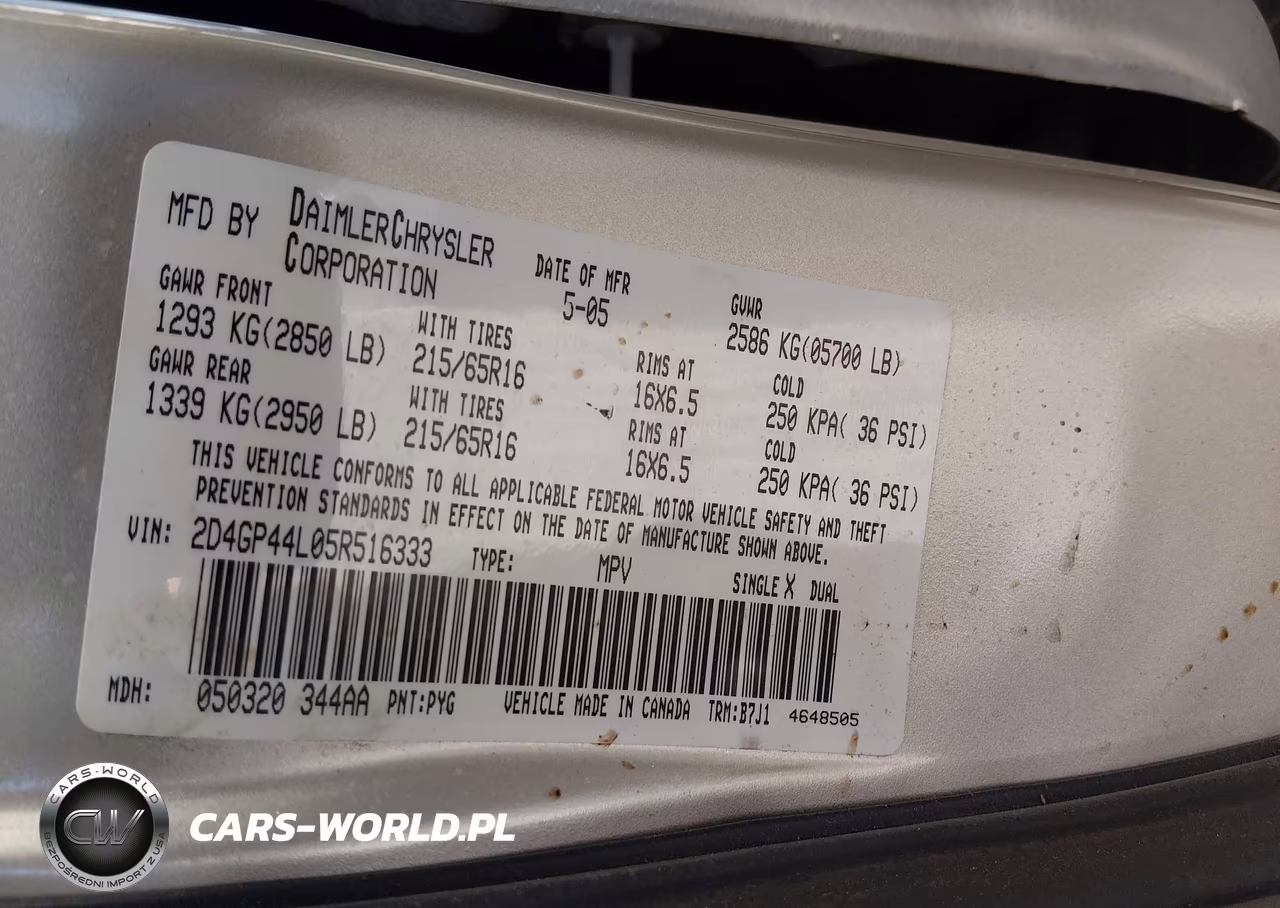 2005 Dodge Grand Caravan Sxt VIN:2D4GP44L05R516333 - 9