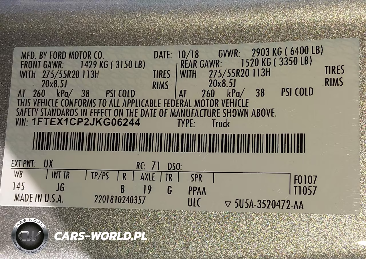2018 Ford F-150 Xl VIN:1FTEX1CP2JKG06244 - 9