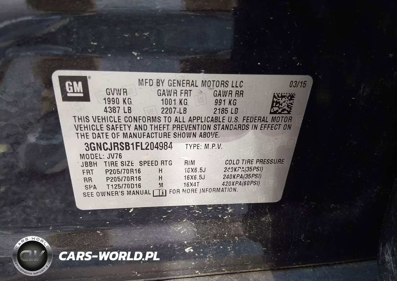 2015 Chevrolet Trax Lt VIN:3GNCJRSB1FL204984 - 9