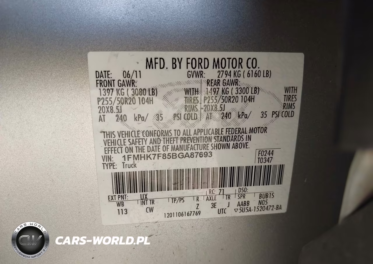 2011 Ford Explorer Limited VIN:1FMHK7F85BGA87693 - 9