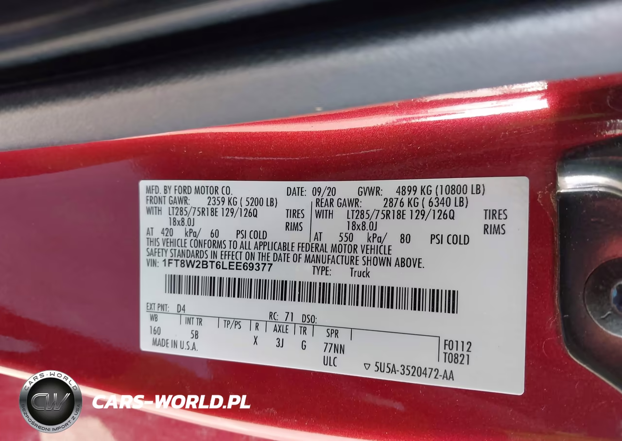 2020 Ford F-250 Lariat VIN:1FT8W2BT6LEE69377 - 9