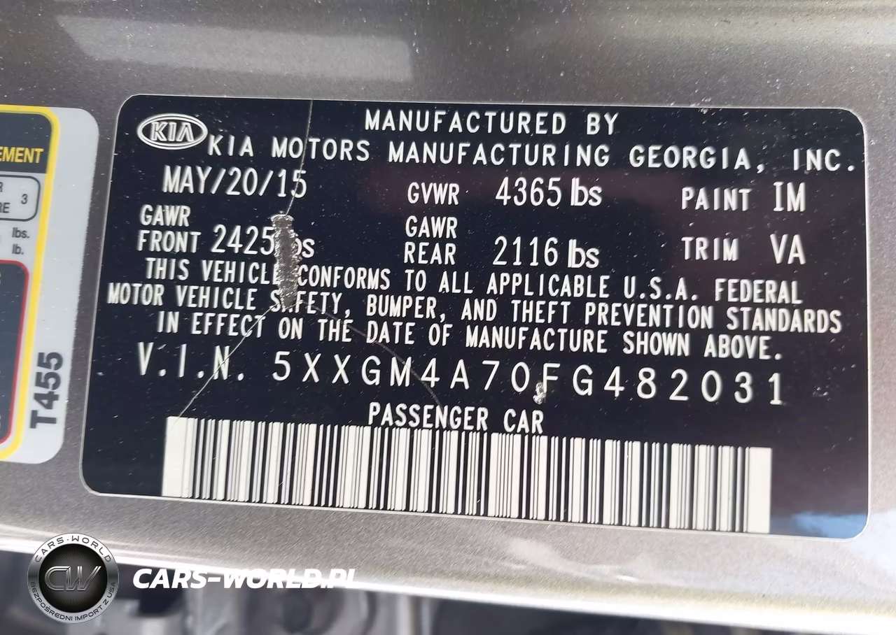 2015 Kia Optima Lx VIN:5XXGM4A70FG482031 - 9