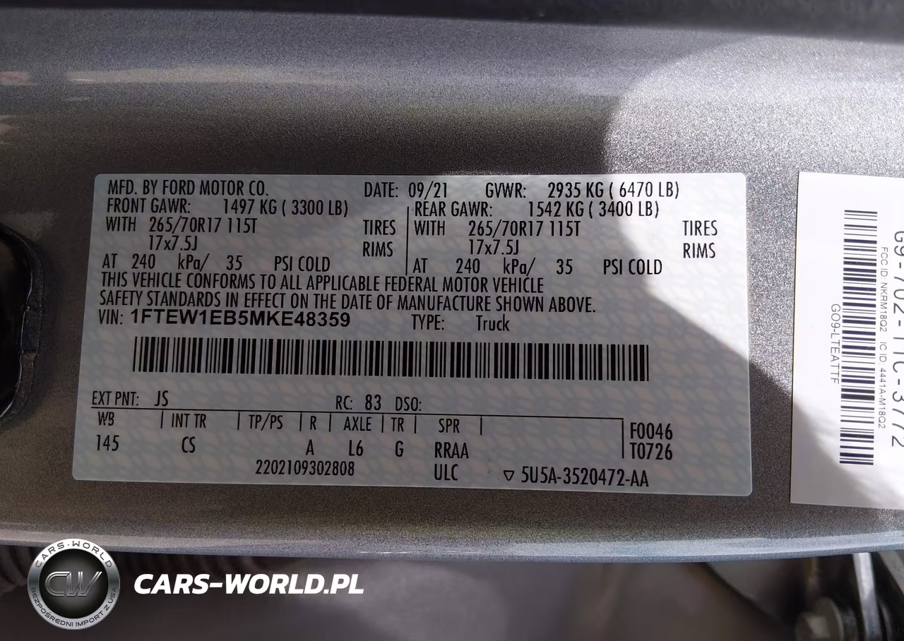 2021 Ford F-150 Xl VIN:1FTEW1EB5MKE48359 - 9