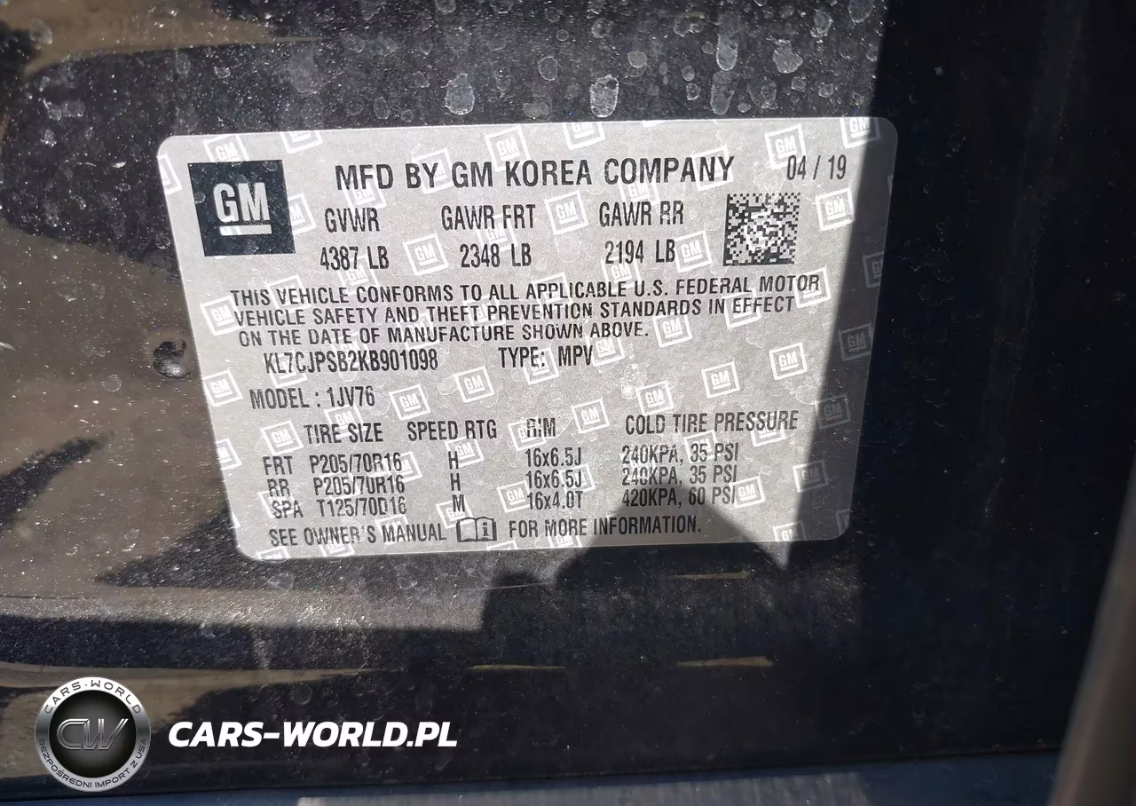2019 Chevrolet Trax Lt VIN:KL7CJPSB2KB901098 - 9