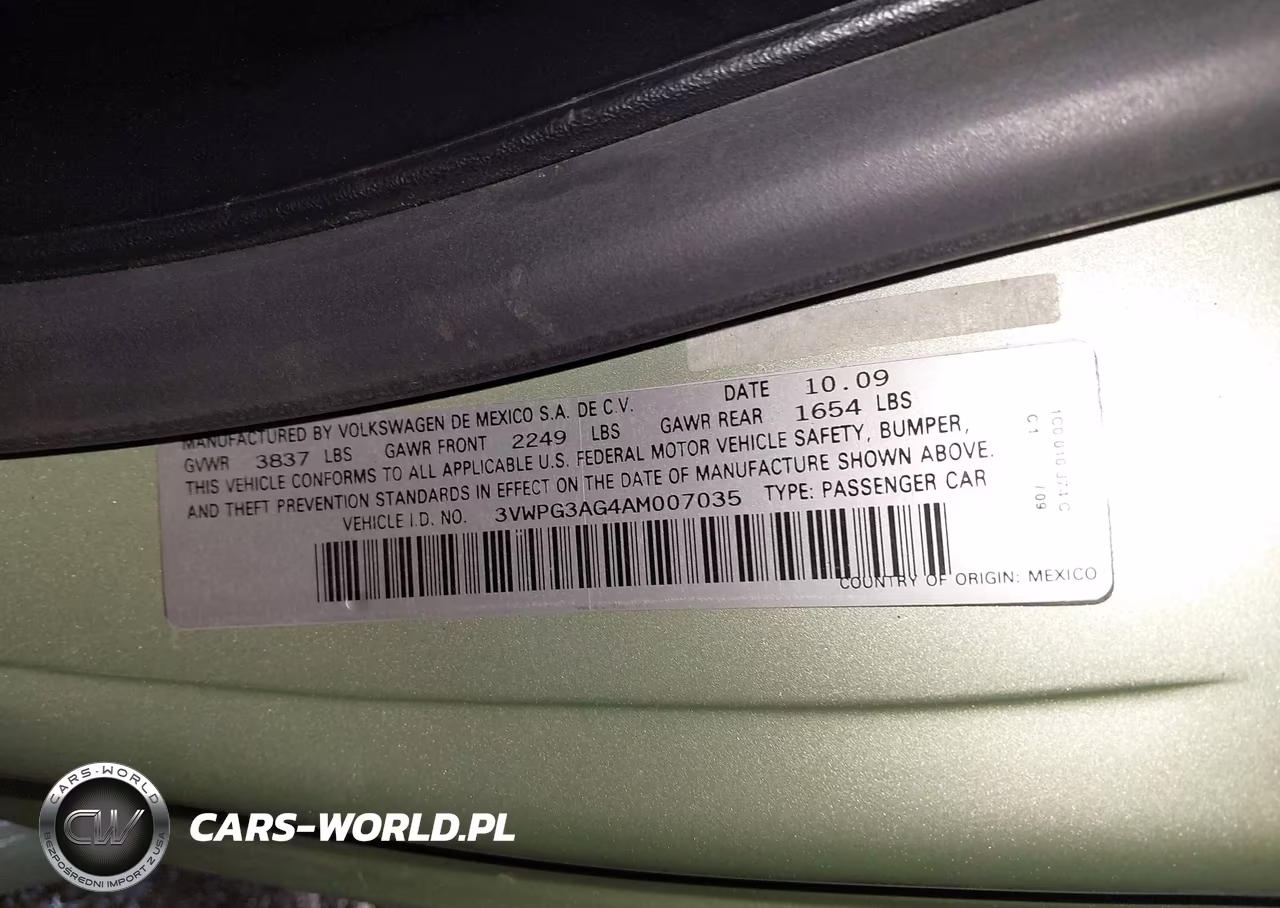 2010 Volkswagen New Beetle 2.5L VIN:3VWPG3AG4AM007035 - 9