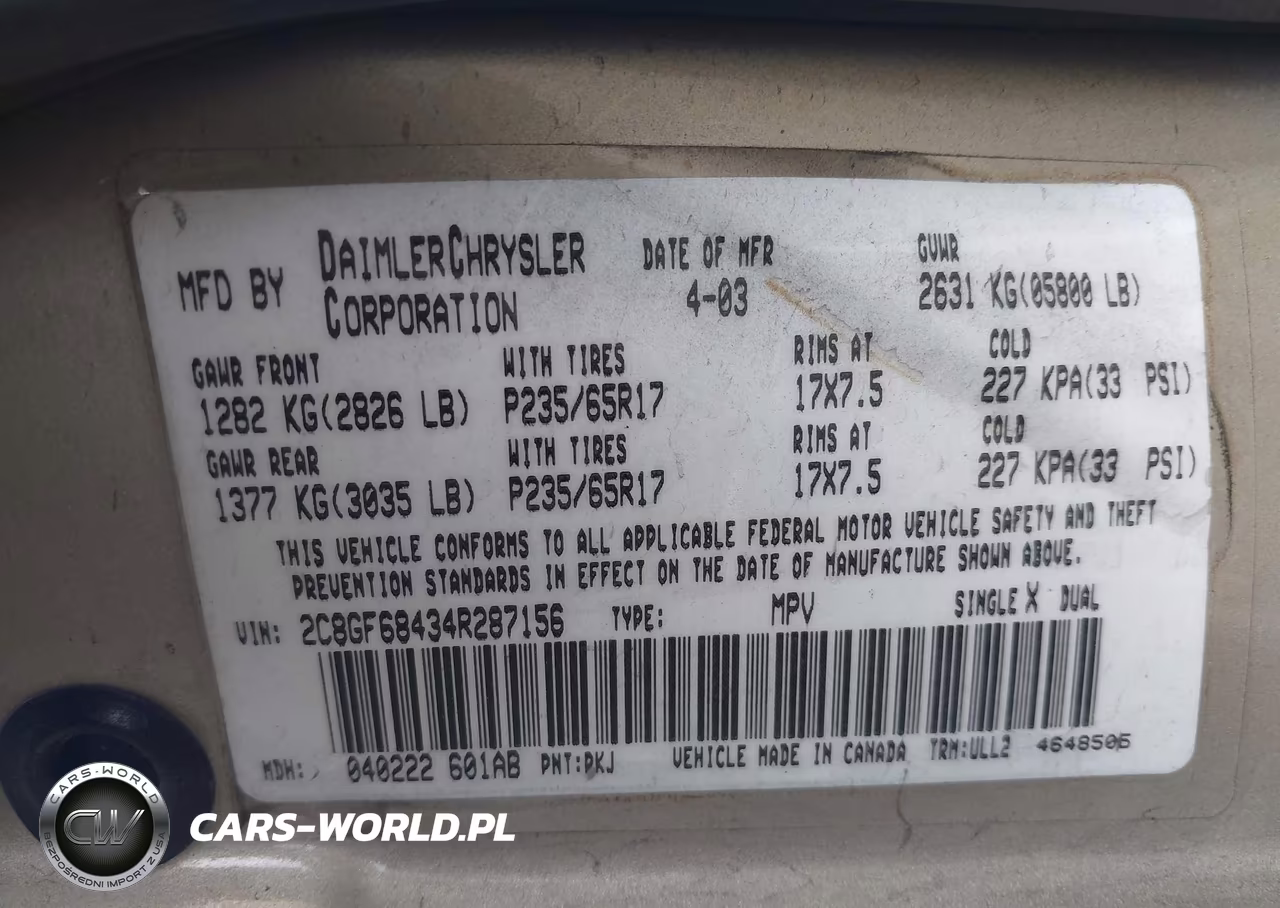 2004 Chrysler Pacifica VIN:2C8GF68434R287156 - 9