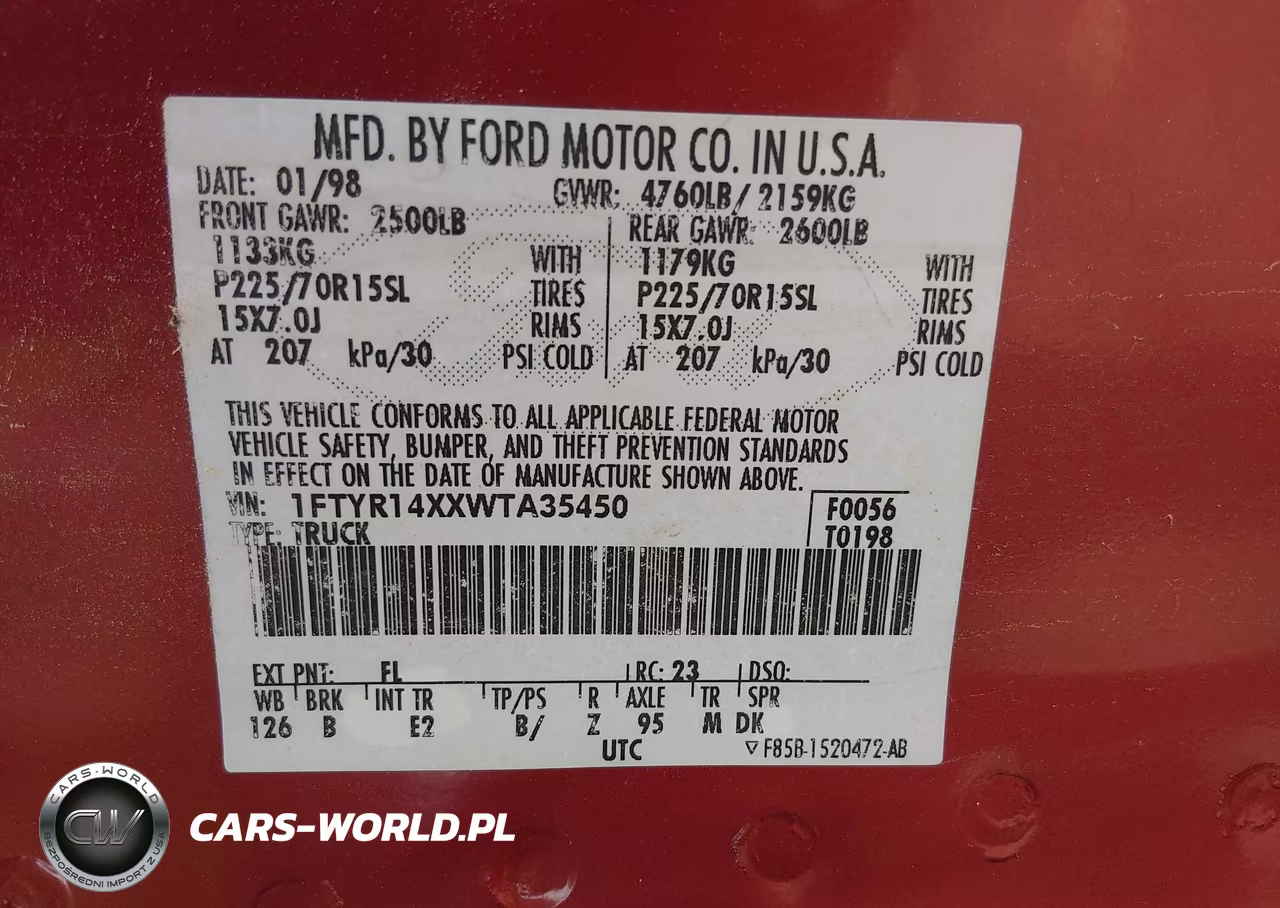 1998 Ford Ranger Splash-Xl-Xlt VIN:1FTYR14XXWTA35450 - 9