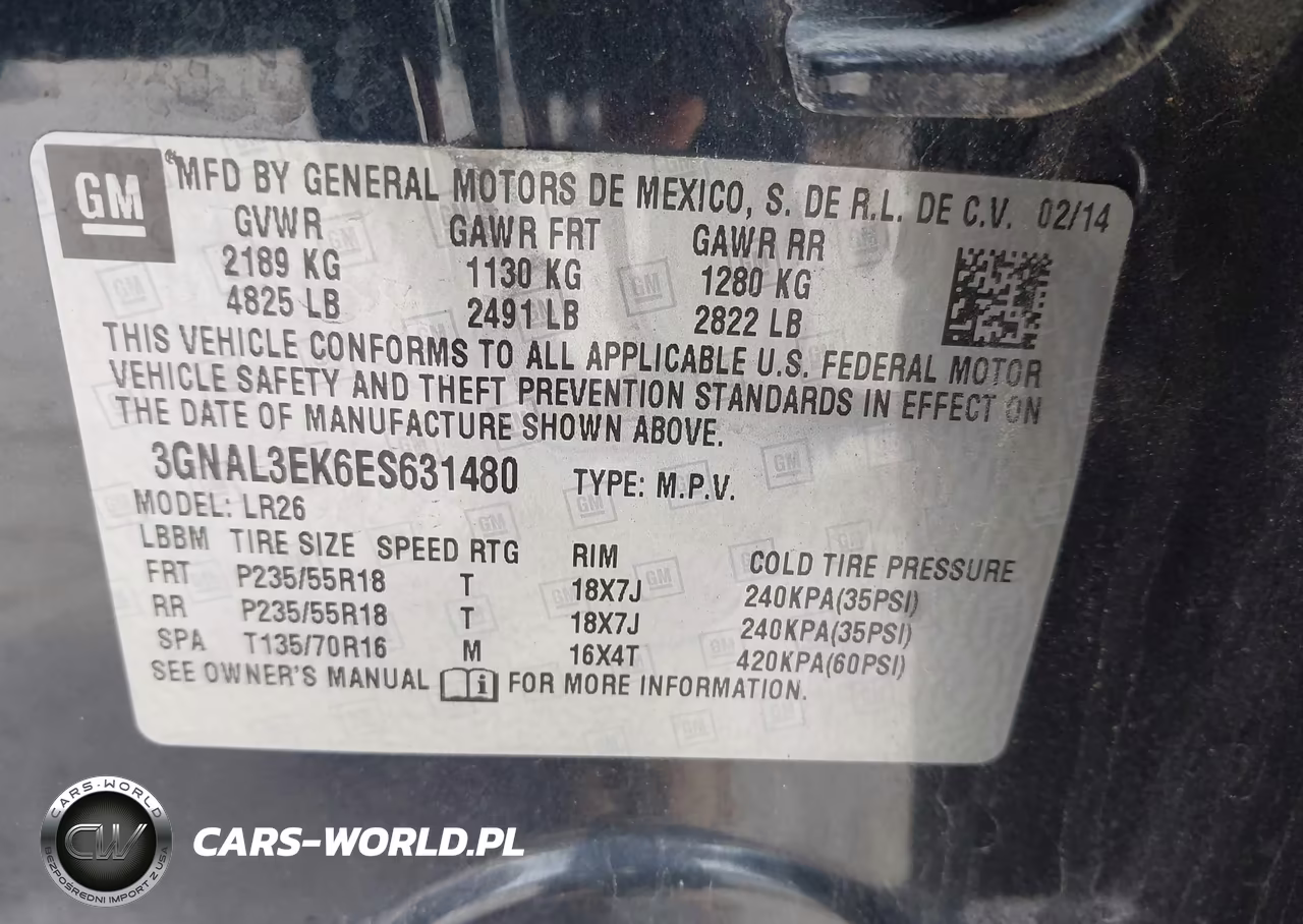 2014 Chevrolet Captiva Sport Lt VIN:3GNAL3EK6ES631480 - 9