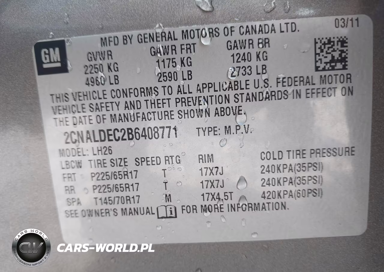 2011 Chevrolet Equinox 1Lt VIN:2CNALDEC2B6408771 - 9