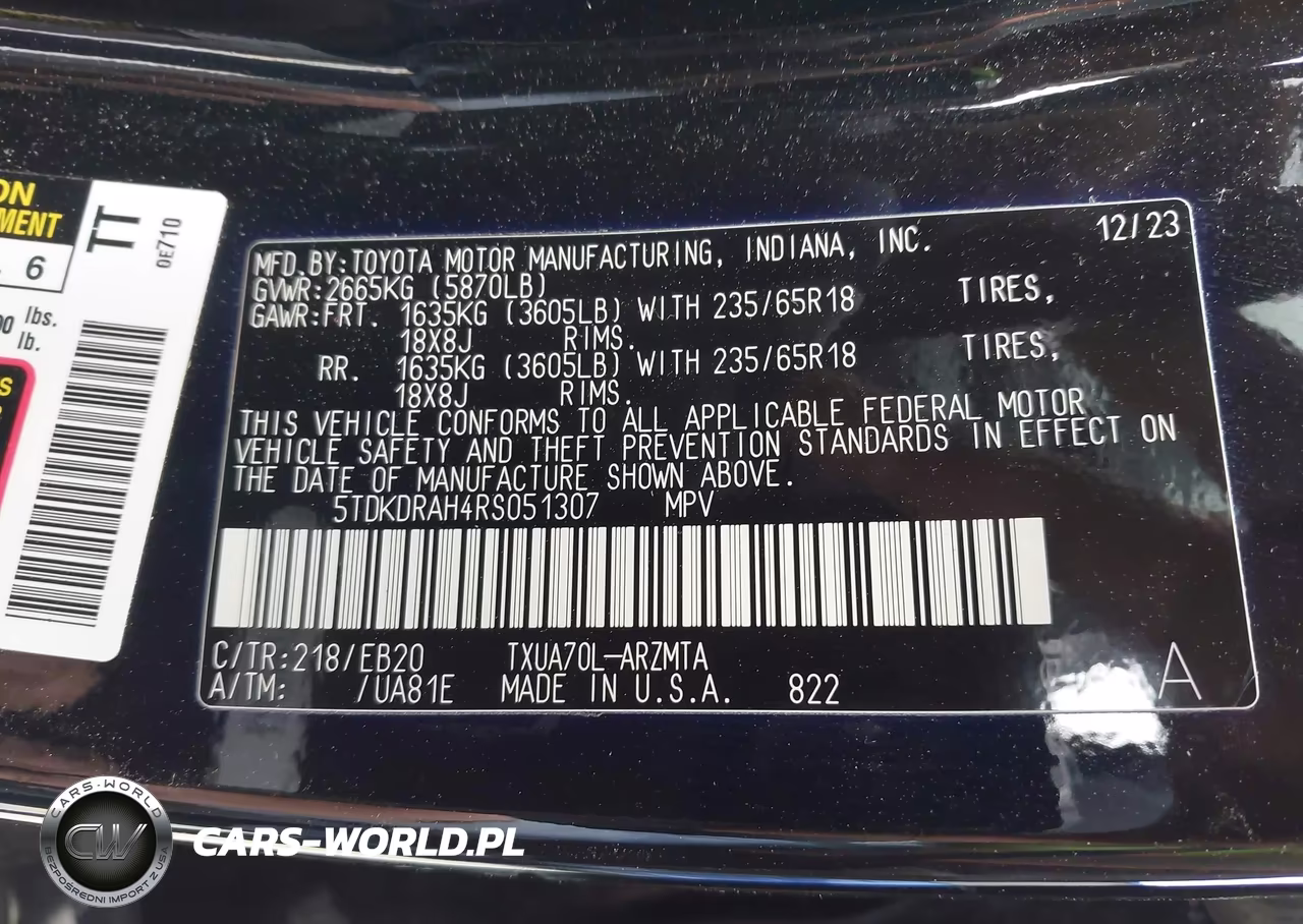 2024 Toyota Highlander Xle VIN:5TDKDRAH4RS051307 - 9