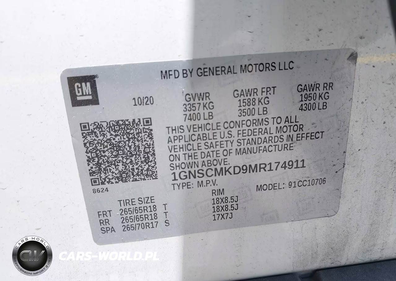 2021 Chevrolet Tahoe 2Wd Ls VIN:1GNSCMKD9MR174911 - 9