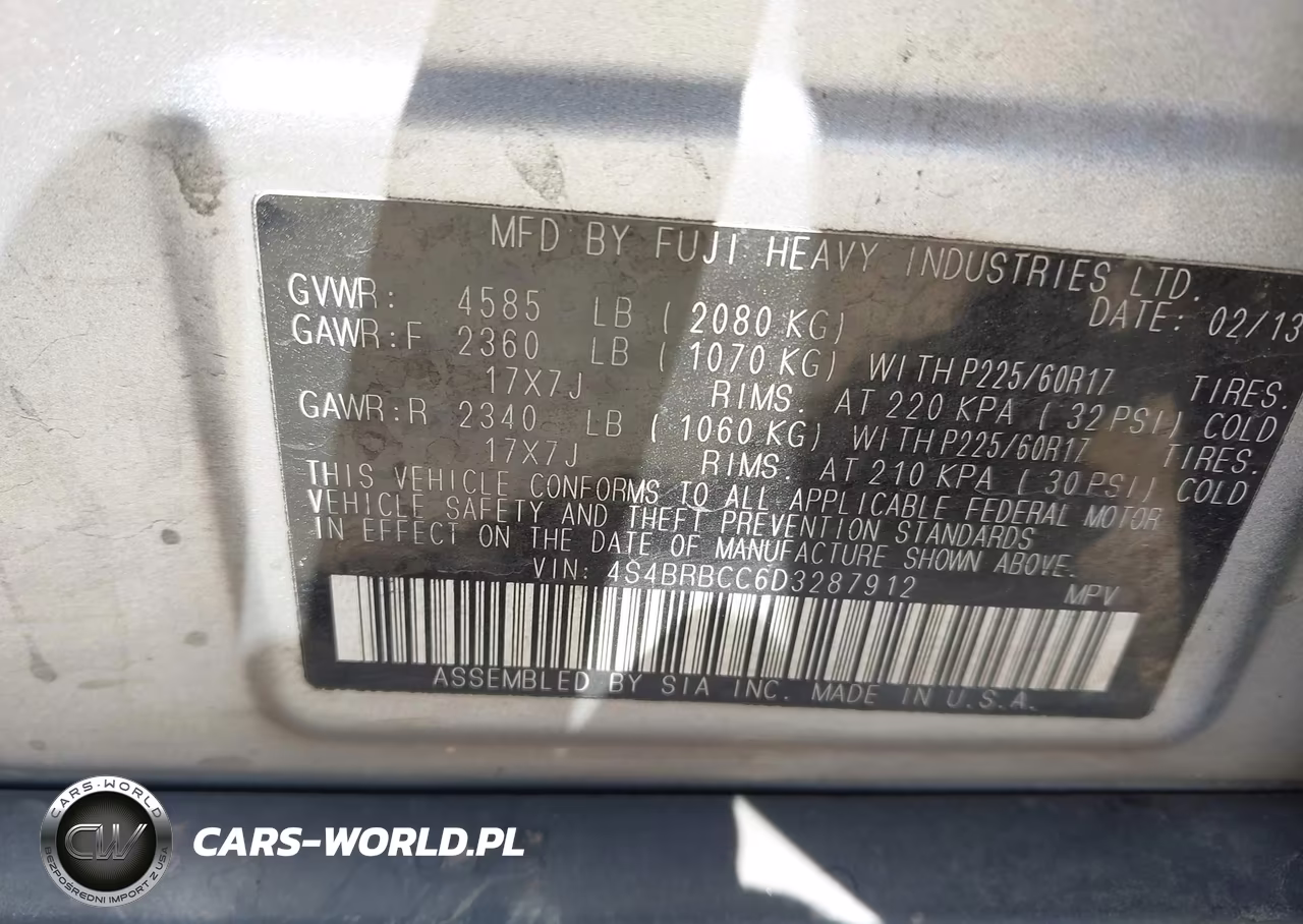 2013 Subaru Outback 2.5I Premium VIN:4S4BRBCC6D3287912 - 9