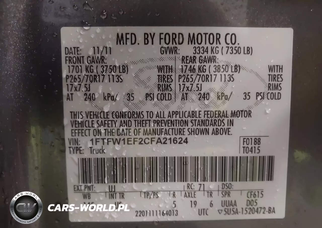 2012 Ford F-150 Xlt VIN:1FTFW1EF2CFA21624 - 9