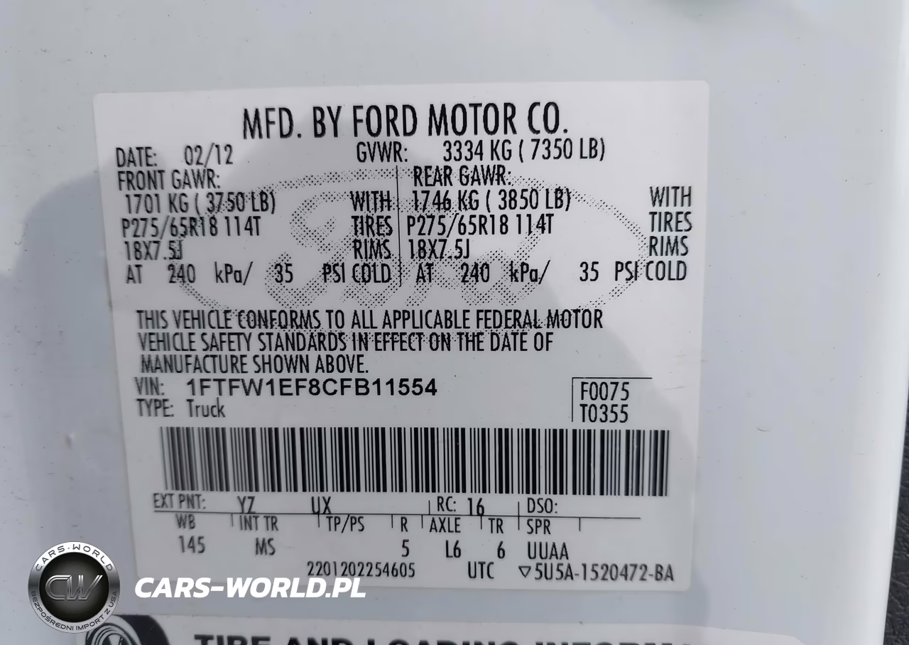 2012 Ford F-150 Xlt VIN:1FTFW1EF8CFB11554 - 9