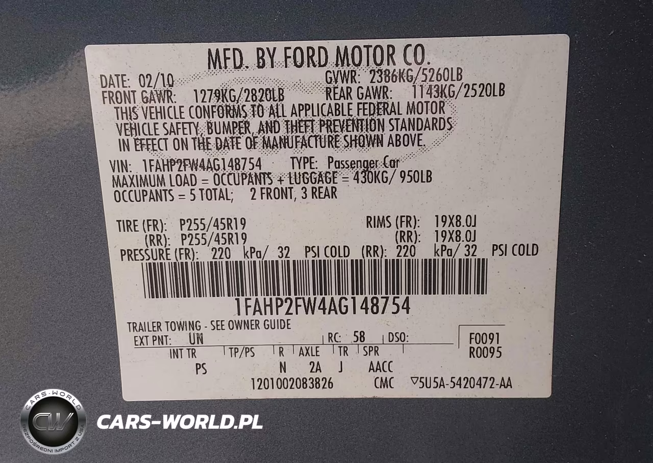 2010 Ford Taurus Limited VIN:1FAHP2FW4AG148754 - 9