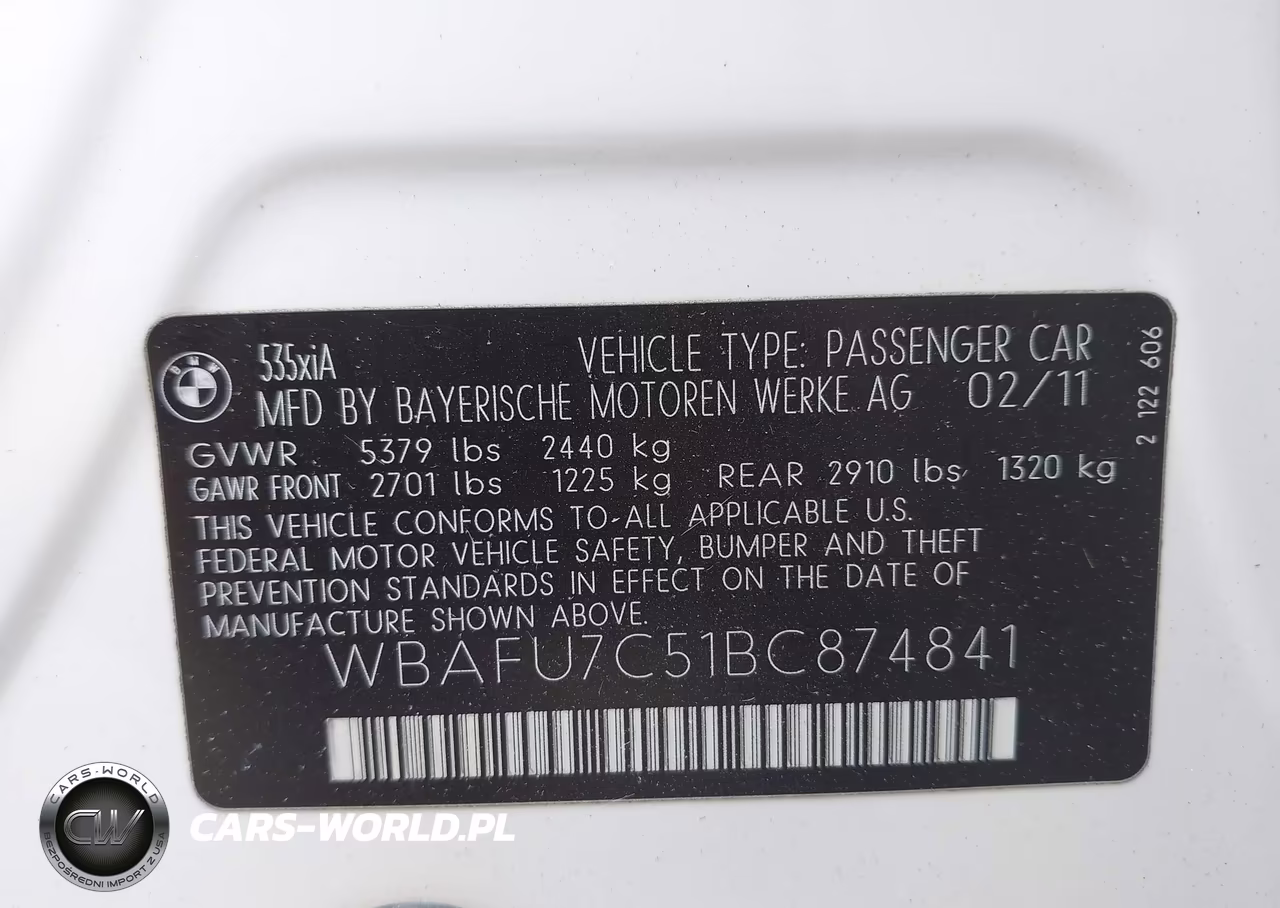 2011 BMW 535I xDrive VIN:WBAFU7C51BC874841 - 9