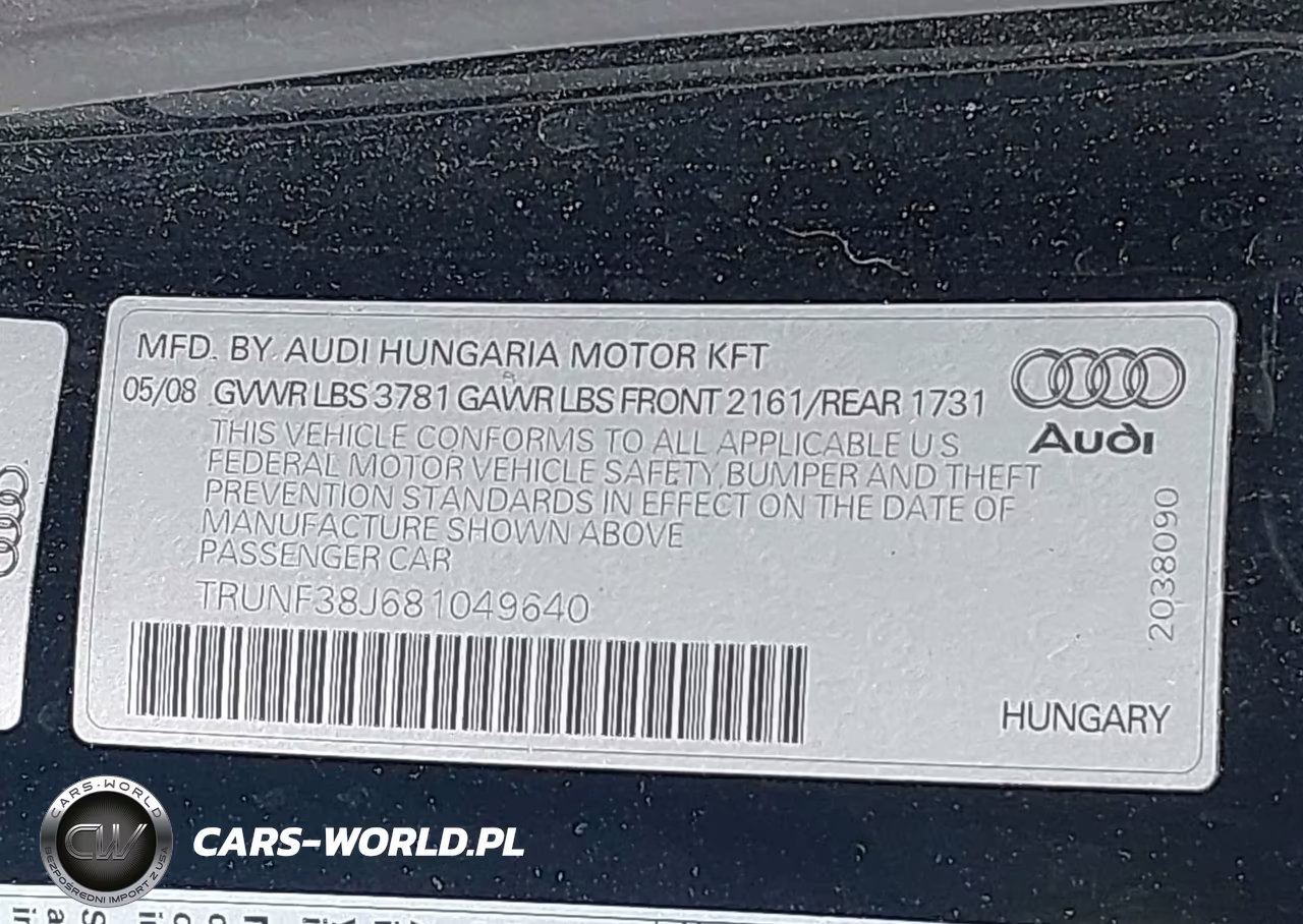 2008 Audi Tt 2.0T VIN:TRUNF38J681049640 - 9