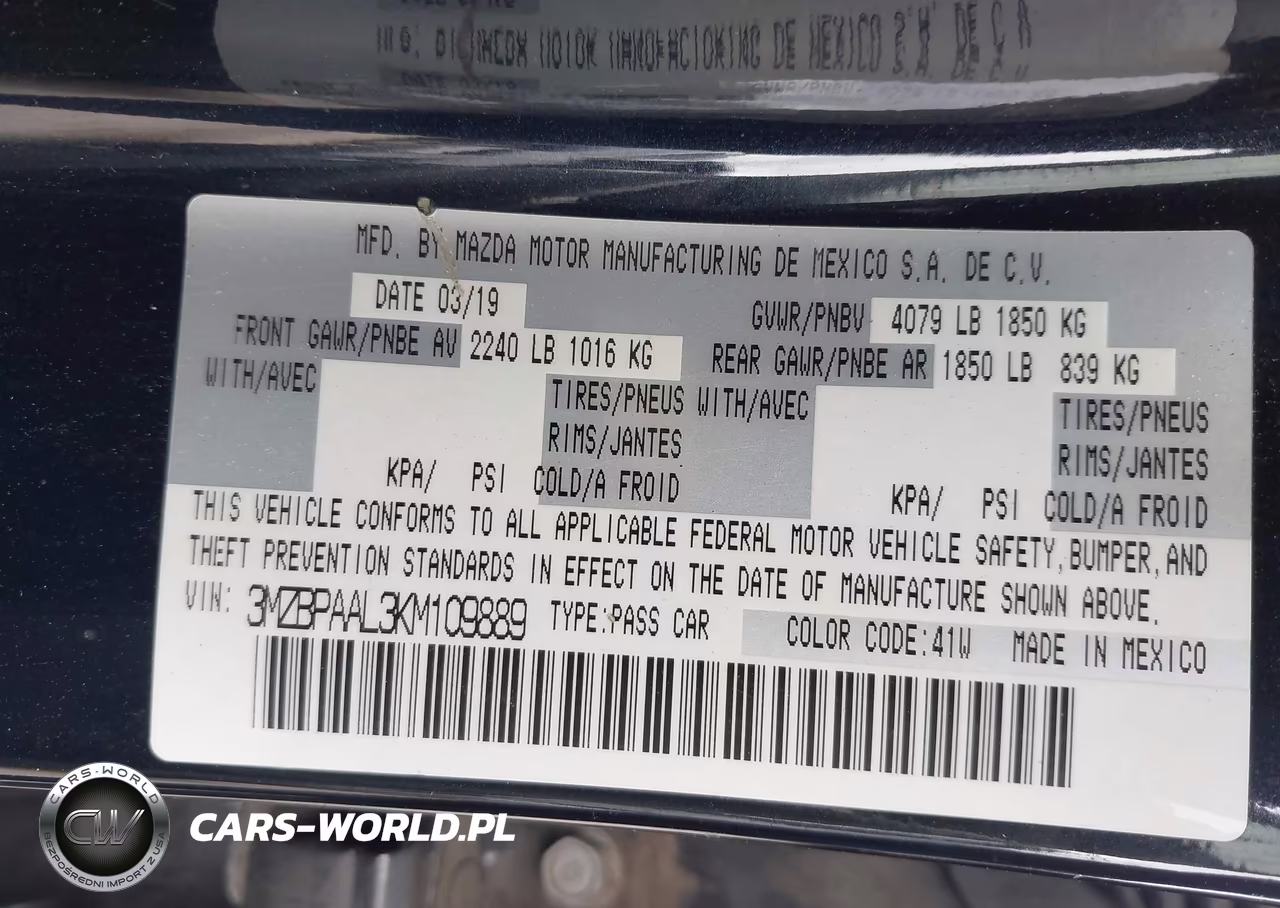 2019 Mazda Mazda3 Select Package VIN:3MZBPAAL3KM109889 - 9