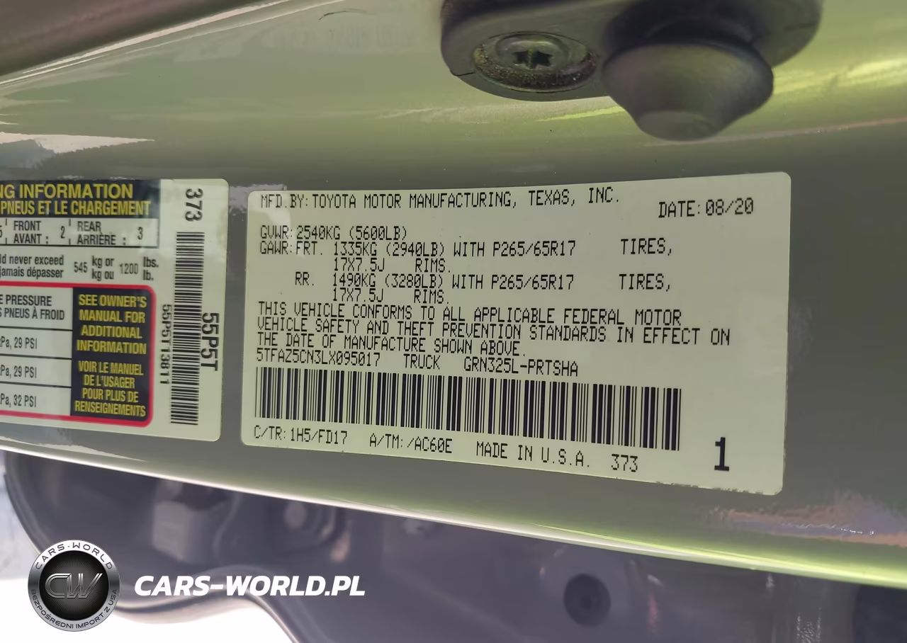 2020 Toyota Tacoma Trd Sport VIN:5TFAZ5CN3LX095017 - 9