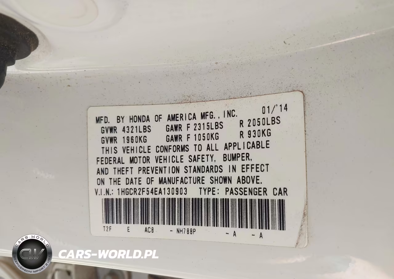 2014 Honda Accord Sport VIN:1HGCR2F54EA130903 - 9