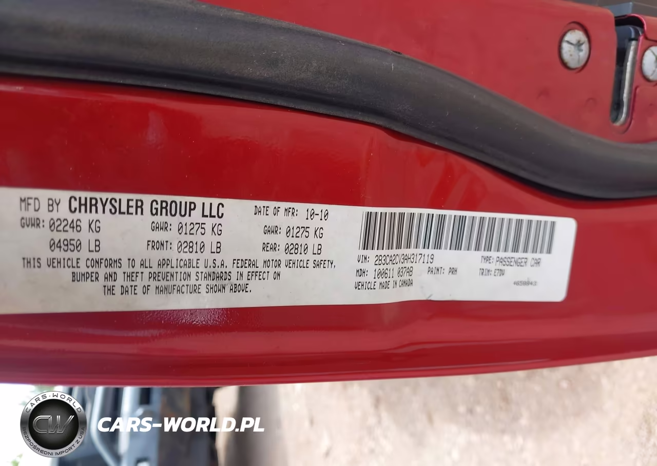 2010 Dodge Charger 3.5L VIN:2B3CA2CV3AH317119 - 9