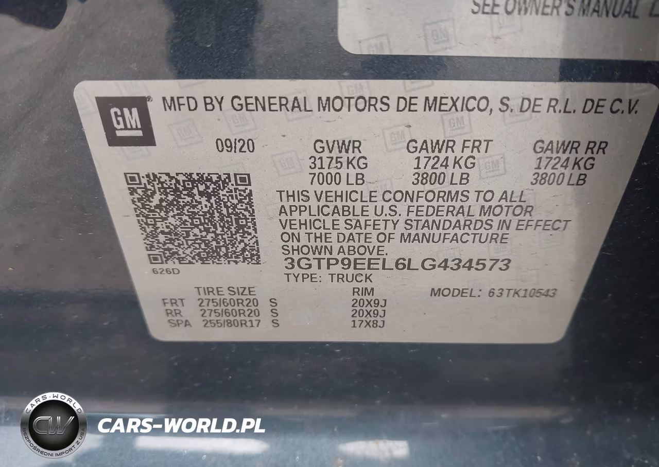 2020 GMC Sierra 1500 4Wd Short Box At4 VIN:3GTP9EEL6LG434573 - 9