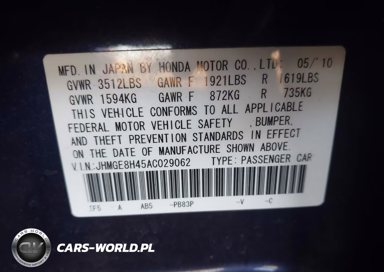 2010 Honda Fit Sport VIN:JHMGE8H45AC029062 - 9