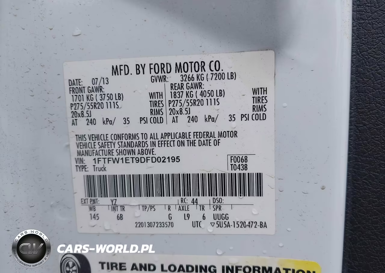 2013 Ford F-150 Fx4 VIN:1FTFW1ET9DFD02195 - 9
